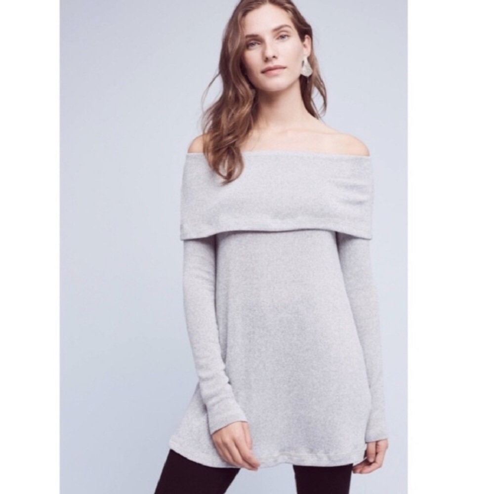 Anthropologie Eri + Ali gray off shoulder sweater